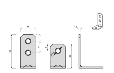 KĄTOWNIK BUDOWLANY 25 x 35 x 16 mm