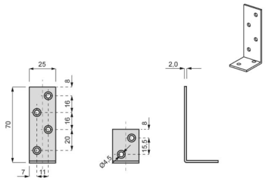 KĄTOWNIK BUDOWLANY 70 x 30 x 25 x 2mm