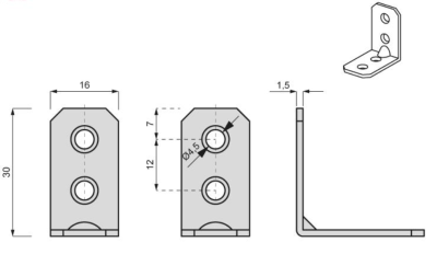 KĄTOWNIK MEBLOWY KN-642 30 x 30 x 16 mm