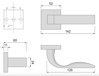 KLAMKA DO DRZWI CZARNY MAT K-1351-13 P2 DENSO