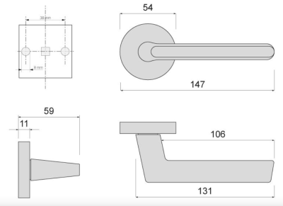 KLAMKA DO DRZWI DZIELONA K-1521-11 NIKIEL G8 FUJI