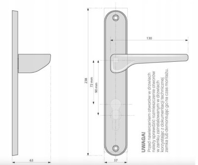 KLAMKA DO DRZWI VERAMET K-266-90 G8 DOMO