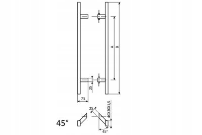 POCHWYT DRZWIOWY NIERDZEWNY PR 45° 500 mm CZARNY