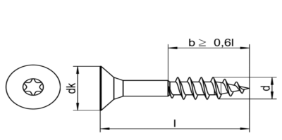 WKRĘTY NIERDZEWNE DO DREWNA A2 TORX 4 x 60mm 100 szt.