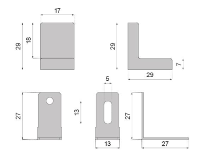 KĄTOWNIK MEBLOWY 29 x 29 x 17 mm BIAŁY Z OSŁONKĄ