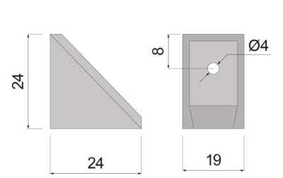 KĄTOWNIK PLASTIKOWY POJEDYNCZY 24 x 24 x 19 mm BIAŁY