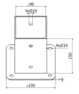 PODSTAWA SŁUPA PRZYKRĘCANA 90 x 90 mm CZARNA