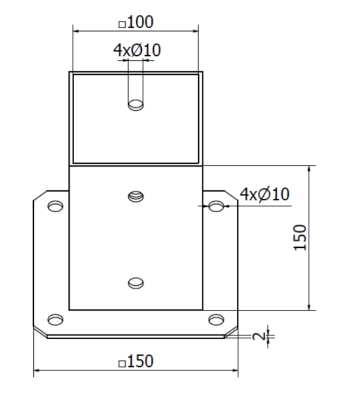 PODSTAWA SŁUPA PRZYKRĘCANA 100 x 100 mm