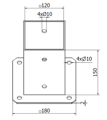 PODSTAWA SŁUPA PRZYKRĘCANA 120 x 120 mm
