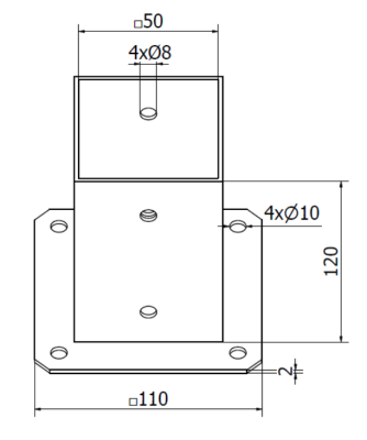 PODSTAWA SŁUPA PRZYKRĘCANA 50 x 50 mm