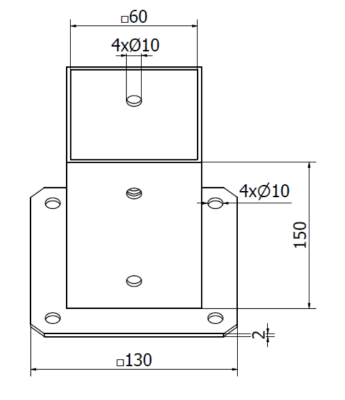 PODSTAWA SŁUPA PRZYKRĘCANA 60 x 60 mm