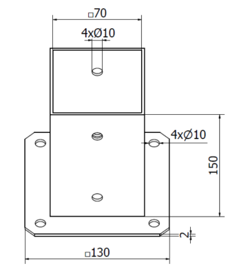 PODSTAWA SŁUPA PRZYKRĘCANA 70 x 70 mm