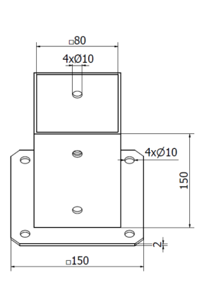 PODSTAWA SŁUPA PRZYKRĘCANA 80 x 80 mm