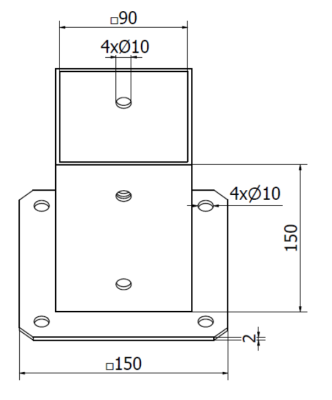 PODSTAWA SŁUPA PRZYKRĘCANA 90 x 90 mm