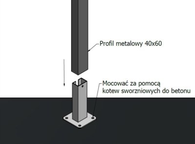 PODSTAWA SŁUPA PRZYKRĘCANA DO PROFILU 60 x 40 mm