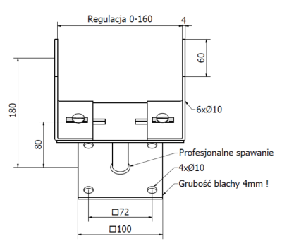 PODSTAWA SŁUPA PRZYKRĘCANA REGULOWANA 0-160 mm