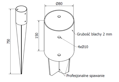 PODSTAWA SŁUPA WBIJANA DO ZIEMI Ø80