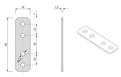 ŁĄCZNIK PŁASKI 60 x 16 mm LP-460