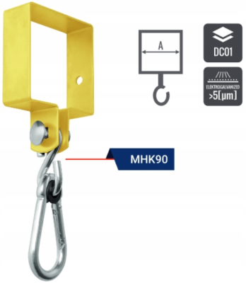 MOCOWANIE HUŚTAWKI Z OBEJMĄ KWADRATOWĄ 90x3.0 mm