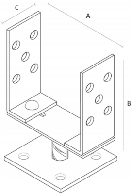 PODSTAWA SŁUPA Z BLACHĄ OZDOBNA 120-200 mm
