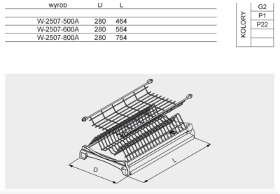 OCIEKARKA SUSZARKA DO NACZYŃ 2 POZIOMOWA STANDARD L-500 G2 CHROM