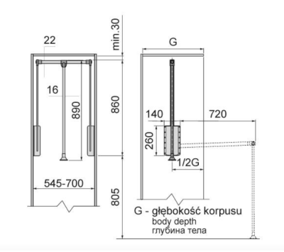 PANTOGRAF 45-60 cm 13 kg BIAŁY