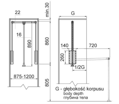 PANTOGRAF 83-115 cm 13 kg BIAŁY