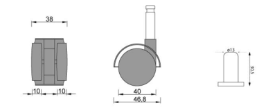 KÓŁKO OBROTOWE Z BOLCEM 40 mm H-27 PLASTIKOWE