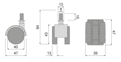 KÓŁKO OBROTOWE 40 mm Z GWINTEM M8 PLASTIKOWE