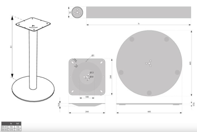 PODSTAWA STOŁU OKRĄGŁA DN-451 H-1100 G8 STAL SZCZOTKOWANA