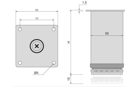 NÓŻKA MEBLOWA OKRĄGŁA DN-795 H-100 ALUMINIUM