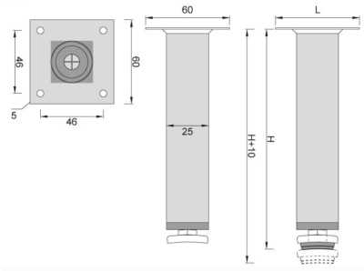 NÓŻKA MEBLOWA METALOWA DN-738 H-100 CZARNA