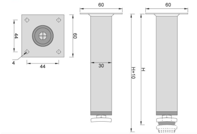 NÓŻKA MEBLOWA METALOWA DN-737 H-150 CZARNY