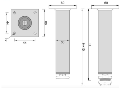 NÓŻKA MEBLOWA METALOWA DN-737 H-100 P2 CZARNA