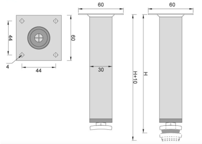 NÓŻKA MEBLOWA METALOWA DN-737 H-100 P1 BIAŁY