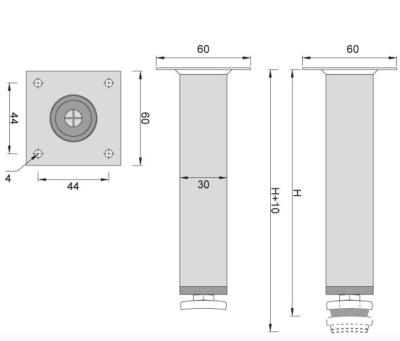 NÓŻKA MEBLOWA METALOWA DN-737 H-100 G5 SATYNA