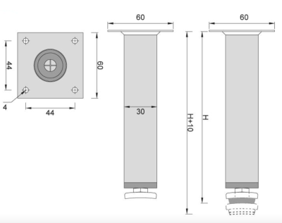 NÓŻKA MEBLOWA METALOWA DN-737 H-100 G2 CHROM