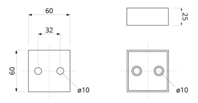 NÓŻKA MEBLOWA PLASTIKOWA H-25 SREBRNA 60 x 60 x 25 mm