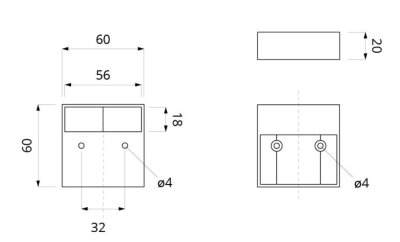 NÓŻKA MEBLOWA PLASTIKOWA H-20 SREBRNA 60 x 60 x 20 mm