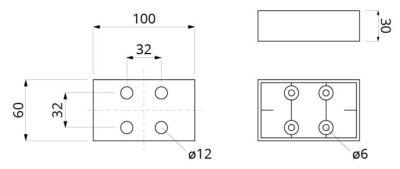 NÓŻKA MEBLOWA PLASTIKOWA H-30 SREBRNA 100 x60 x 30 mm