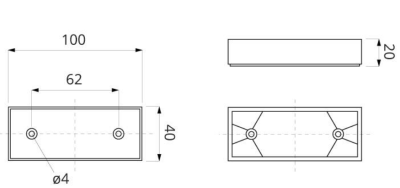 NÓŻKA MEBLOWA PLASTIKOWA H-20 SREBRNA 100 x 40 x 20 mm