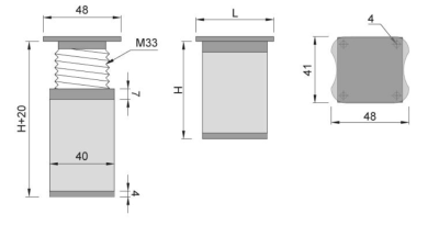 NÓŻKA MEBLOWA KWADRATOWA ALUMINIOWA H-150 INOX/POPIEL