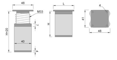 NÓŻKA MEBLOWA KWADRATOWA ALUMINIOWA H-150 INOX/CZARNY