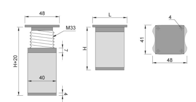 NÓŻKA MEBLOWA KWADRATOWA ALUMINIOWA H-100 BIAŁY/POPIEL