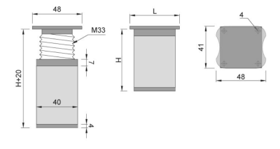 NÓŻKA MEBLOWA KWADRATOWA ALUMINIOWA H-100 CHROM/POPIEL