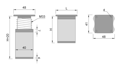 NÓŻKA MEBLOWA KWADRATOWA ALUMINIOWA H-60 CZARNY MAT