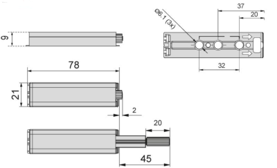 ODBOJNIK MEBLOWY PUSH/OPEN KOŃCÓWKA MAGNETYCZNA