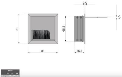 PRZEPUST KABLA ALUMINIOWY 80 x 80 ALUMINIUM