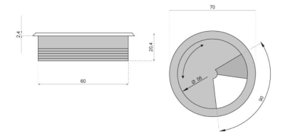 PRZEPUST KABLA PLASTIKOWY AT-350 60 x 21 ALUMINIUM