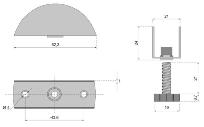 REGULATOR POZIOMU DN-269 M6 x 15 G8 ALUMINIUM